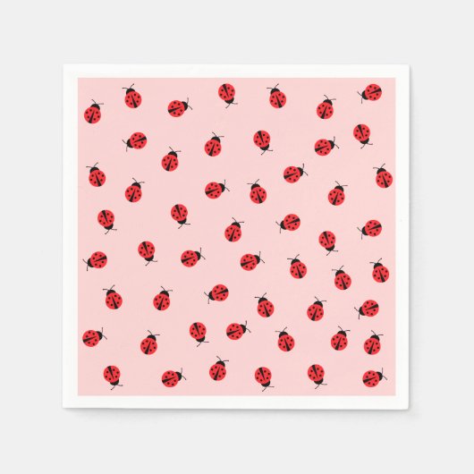 Pink Ladybug Paper Napkins Serviette (Vorderseite)
