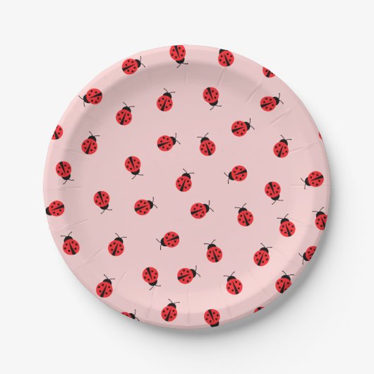 Pink Ladybug Paper Pappteller (Vorderseite)