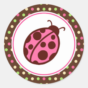 Pink Ladybug Party Stickers