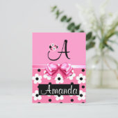 Pink Ladybug: Personalisieren Postkarte (Stehend Vorderseite)