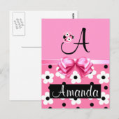 Pink Ladybug: Personalisieren Postkarte (Vorne/Hinten)