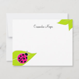 Pink Ladybug Personalisiert Stationery Mitteilungskarte