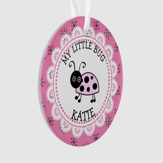Pink Ladybug Persönliche Nachricht Weihnachts-Keep Ornament (Vorderseite)