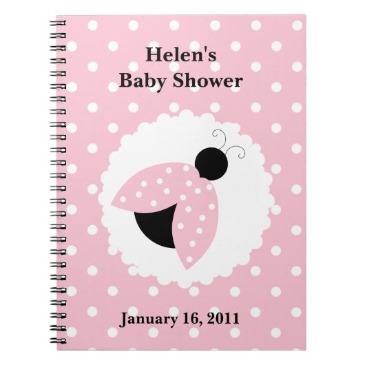 Pink Ladybug & Polka Dots Babydusche Notizblock (Vorderseite)