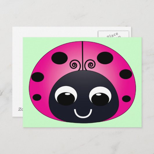 Pink Ladybug Postcard Postkarte (Vorne/Hinten)