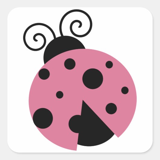 Pink Ladybug Quadratischer Aufkleber (Vorderseite)