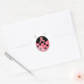 Pink Ladybug Runder Aufkleber (Umschlag)