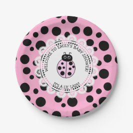 Pink Ladybug Themed Baby Dusche Pappteller