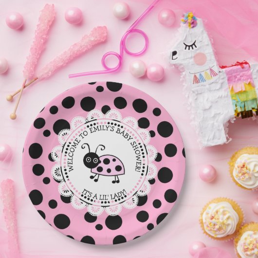 Pink Ladybug Themed Baby Dusche Pappteller (Party)