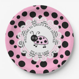 Pink Ladybug Themed Baby Dusche Pappteller