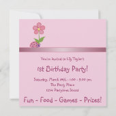 Pink Ladybug und Cupcake Birthday Party Einladung (Rückseite)