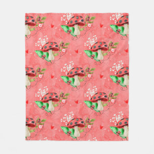 Pink Ladybug und Pilzmuster Fleecedecke