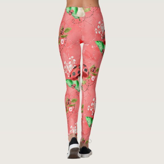 Pink Ladybug und Pilzmuster Leggings (Rückseite)