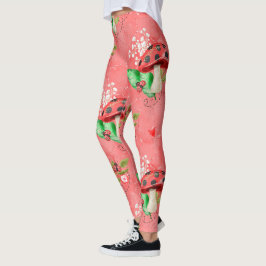 Pink Ladybug und Pilzmuster Leggings