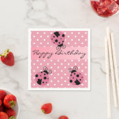 Pink Ladybug und Polka Dots Happy Birthday Napkins Serviette (Beispiel)