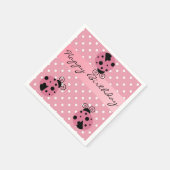 Pink Ladybug und Polka Dots Happy Birthday Napkins Serviette (Ecke)