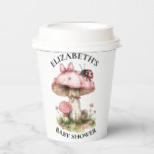 Pink Ladybug Watercolor Babydusche Pappbecher (Vorderseite)