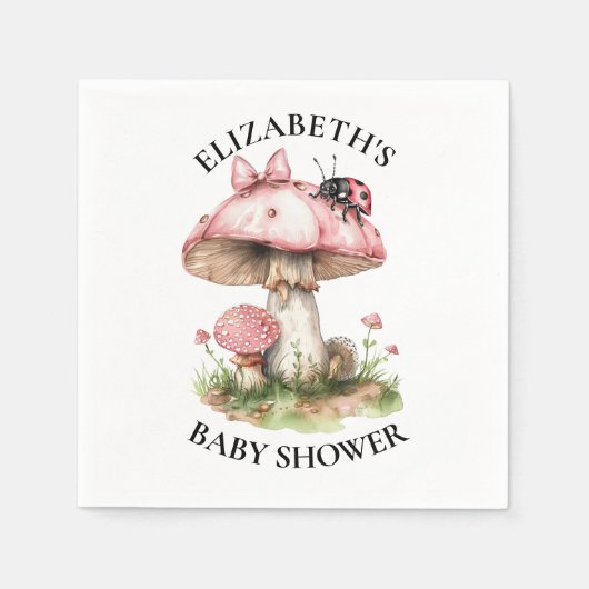 Pink Ladybug Watercolor Babydusche Serviette (Vorderseite)