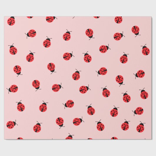 Pink Ladybug Wrapping Paper Geschenkpapier (Flach)