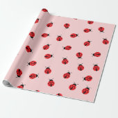 Pink Ladybug Wrapping Paper Geschenkpapier (Ungerollt)