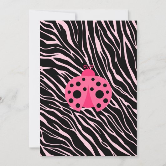 Pink Ladybug Zebra Stripes Babydusche Einladung (Rückseite)