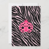 Pink Ladybug Zebra Stripes Babydusche Einladung (Rückseite)