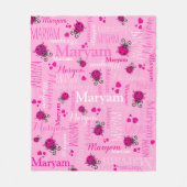 Pink Ladybugs and herzen Girls individuelle Name Fleecedecke (Vorderseite)