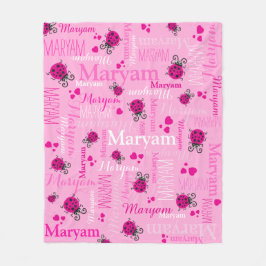Pink Ladybugs and herzen Girls individuelle Name Fleecedecke