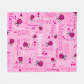 Pink Ladybugs and herzen Girls individuelle Name Fleecedecke (Vorderseite (Horizontal))
