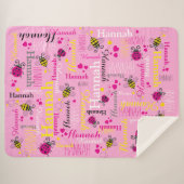 Pink Ladybugs bies herzen Girls individuelle Name Sherpadecke (Vorderseite (Horizontal))