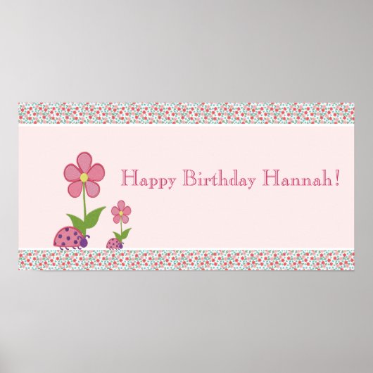 Pink Ladybugs Birthday Banner Poster (Vorne)