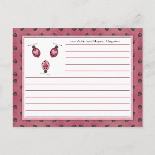 Pink Ladybugs Country Reciards Postkarte (Vorderseite)