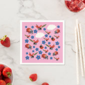 Pink Ladybugs Cute Spring Napkins Serviette (Beispiel)