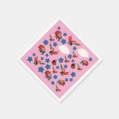 Pink Ladybugs Cute Spring Napkins Serviette (Ecke)
