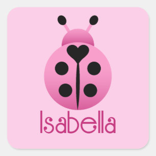 Pink Ladybugs Quadratischer Aufkleber