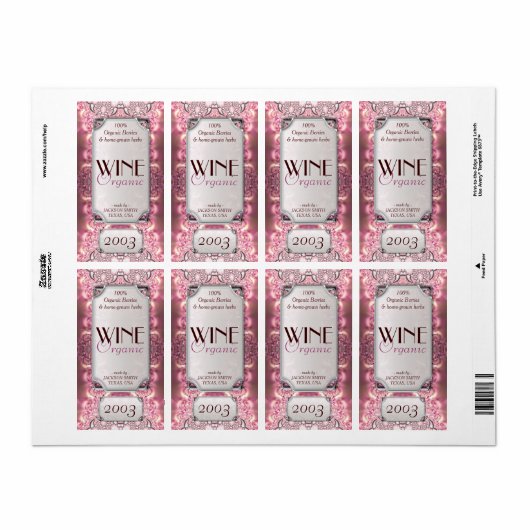 Pink Ladys Dreamy Custom Text Wein Flaschen Etiket (Vorne)