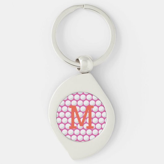 Pink Ladys Golf Ball Monogram INITIAL Orange Schlüsselanhänger (Vorderseite)