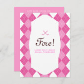 Pink Ladys Golf Party Raute Einladung (Vorne/Hinten)