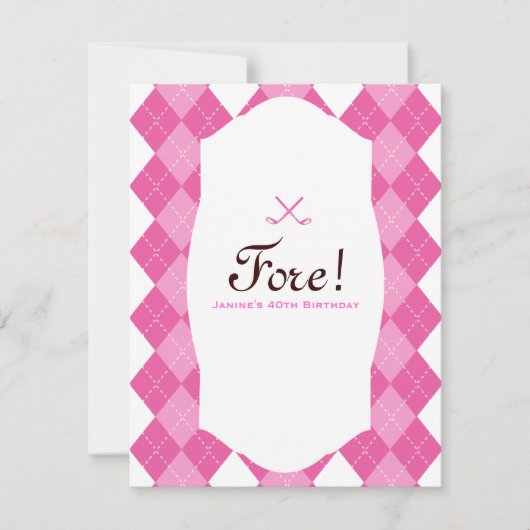 Pink Ladys Golf Party Raute Einladung (Vorderseite)