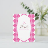 Pink Ladys Golf Party Raute Einladung (Stehend Vorderseite)