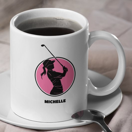 Pink Ladys Golf Silhouette Kaffeetasse