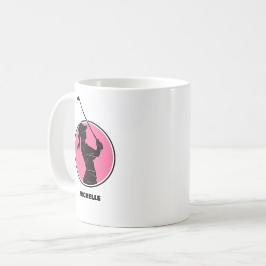 Pink Ladys Golf Silhouette Kaffeetasse (Vorderseite Links)