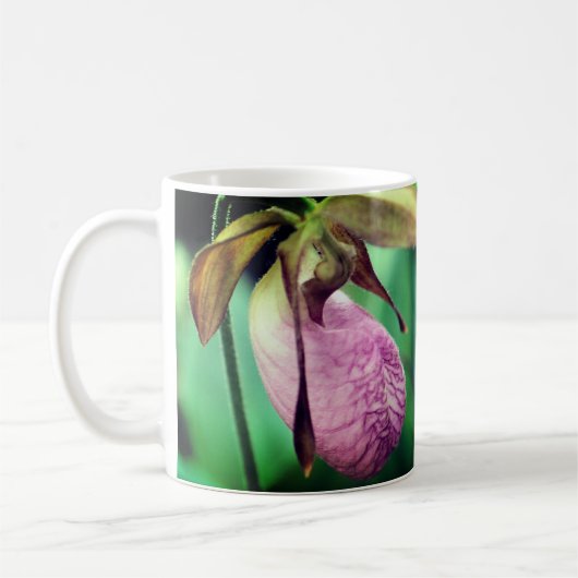 Pink Ladyslipper Flowers Personalized Kaffeetasse (Links)