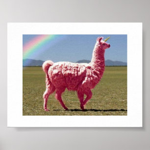 Pink Lama-Unicorn-Poster Poster