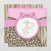 Pink Lamb Baby Dusche Einladung (Vorne/Hinten)