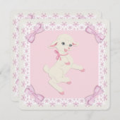 Pink Lamb Baby Dusche Einladung (Vorne/Hinten)