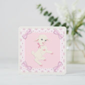 Pink Lamb Baby Dusche Einladung (Stehend Vorderseite)