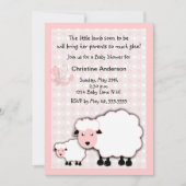 Pink Lamb Baby Girl Dusche Einladung (Vorderseite)