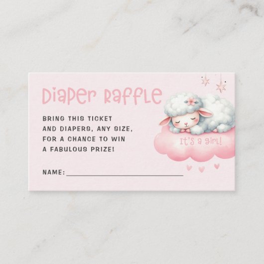 Pink Lamb Girl Duschkopf Windelwanne Raffel Begleitkarte (Vorderseite)