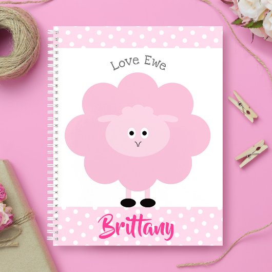 Pink Lamb Liebe Ewe Individuelle Name Script Niedl Notizblock